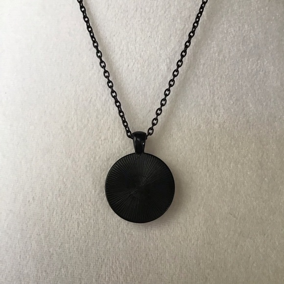 LAST 1! Black Floral Cabochon Pendant Necklace Romantic Cottagecore 18” Rose NEW - Picture 5 of 10